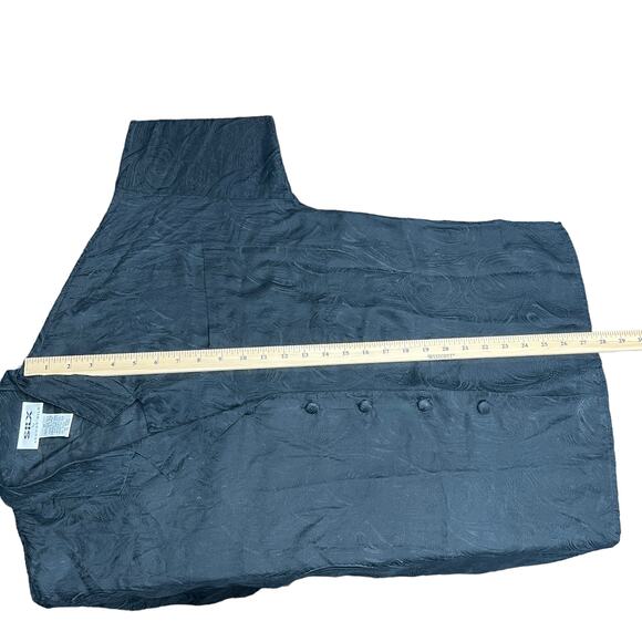 SILX By August Silk Button Down Black Silk Top Women's Size Medium Long Sleeve - Picture 10 of 11